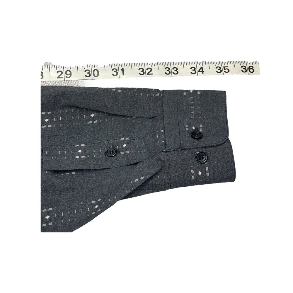 Oaktree Dress Shirt Men's Medium (15-15.5) Gray Printed Polyester Classic Formal - Picture 7 of 7
